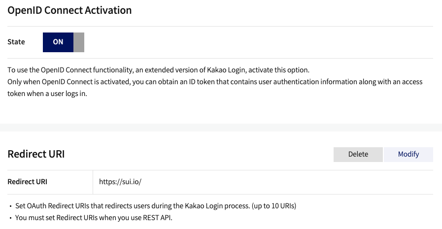 Set Redirect URL 1